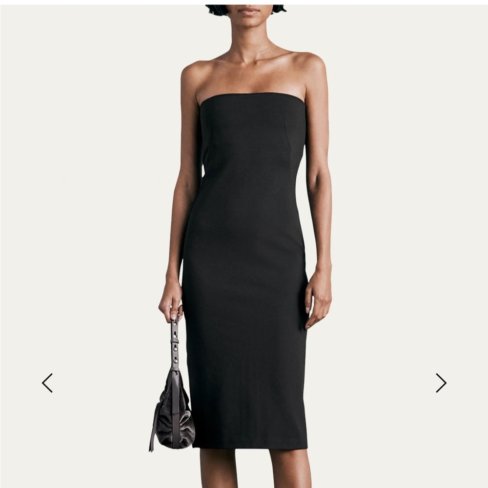 Rag & bone lily strapless midi dress, black, size large, new with tag